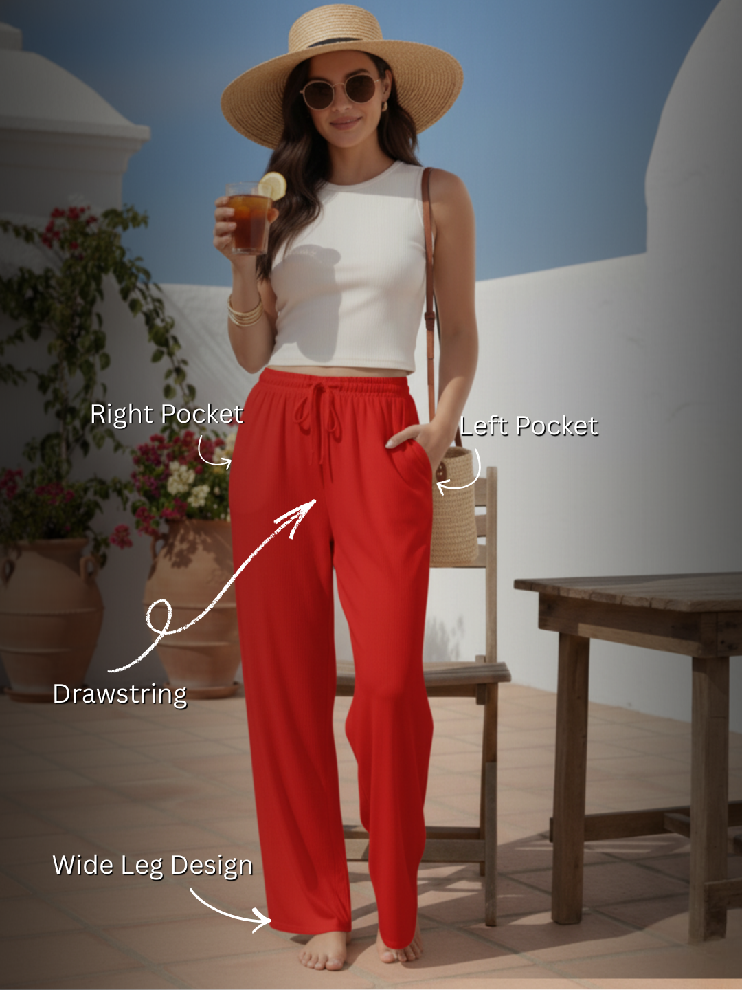 Women Wide Leg Palazzo Rayon Pants