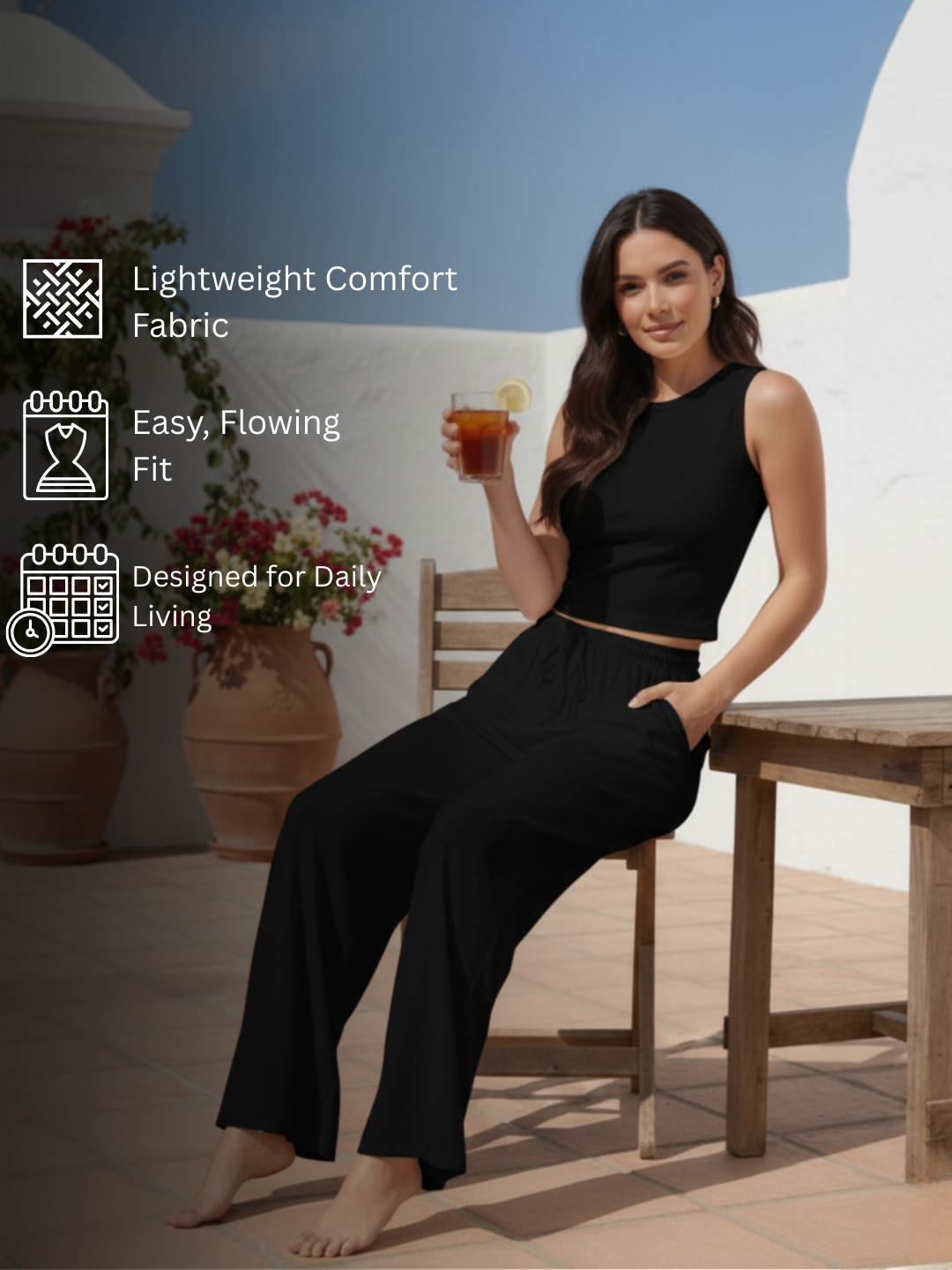 Women Wide Leg Palazzo Rayon Pants
