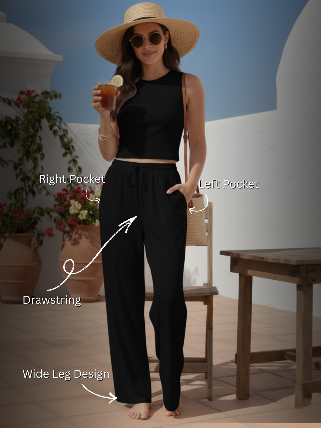Women Wide Leg Palazzo Rayon Pants
