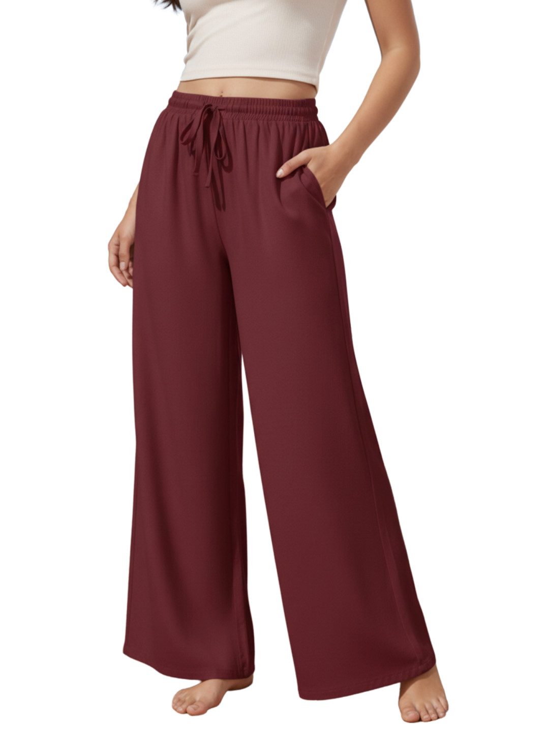 Women Wide Leg Palazzo Rayon Pants