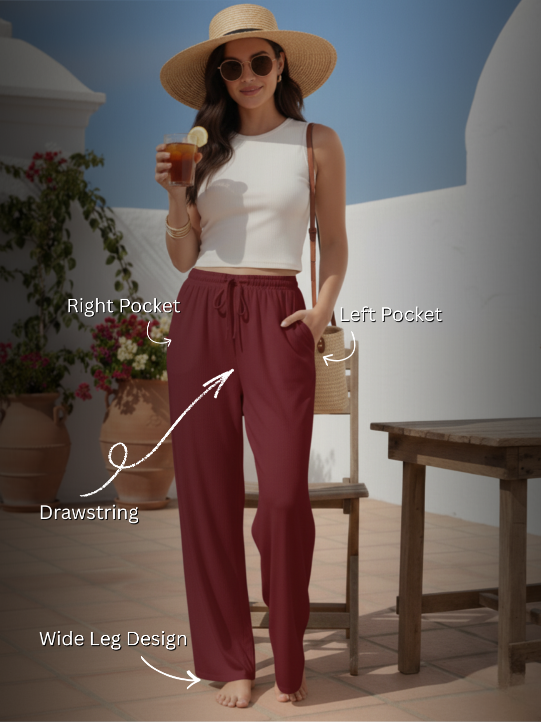 Women Wide Leg Palazzo Rayon Pants