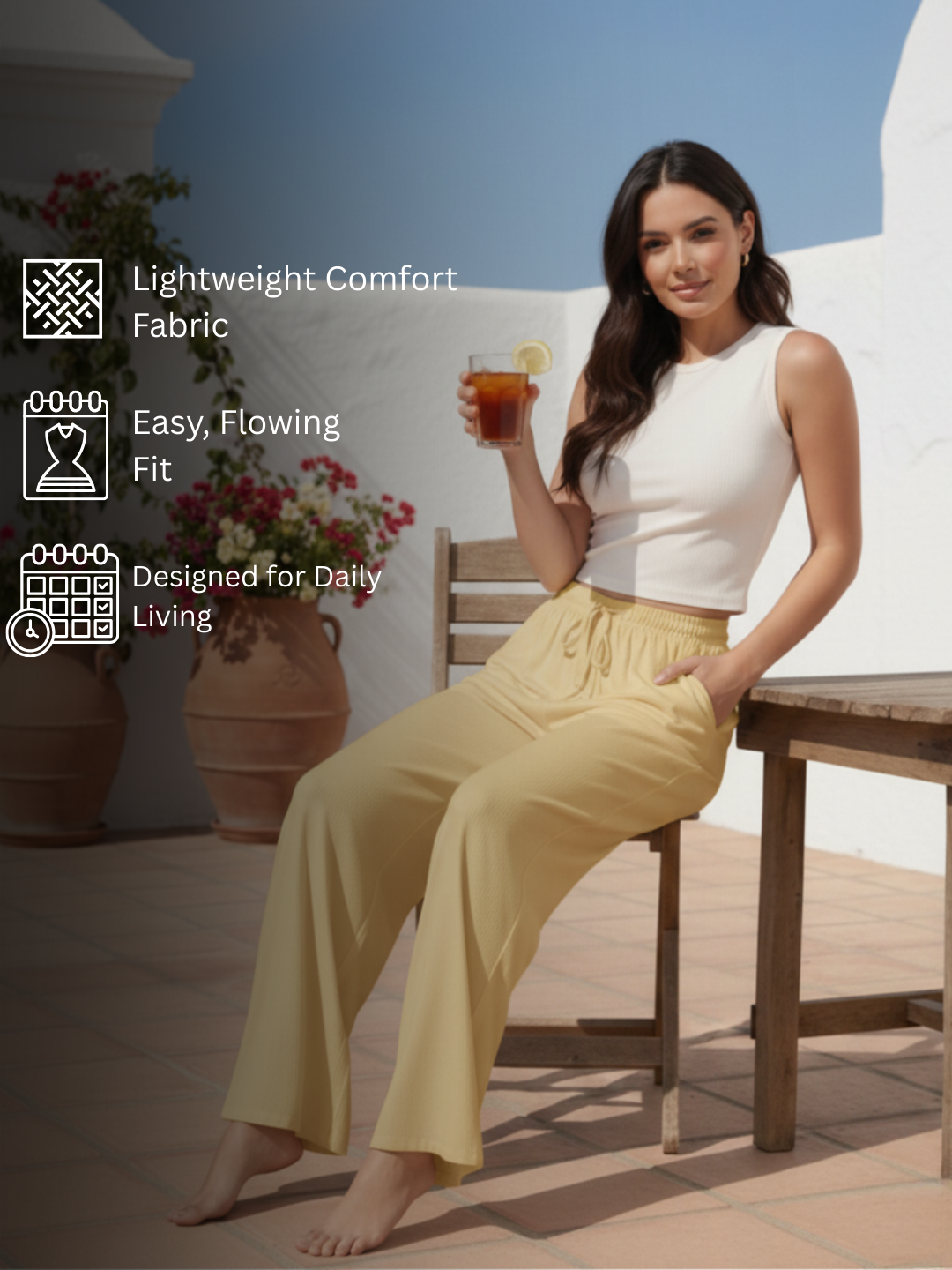 Women Wide Leg Palazzo Rayon Pants