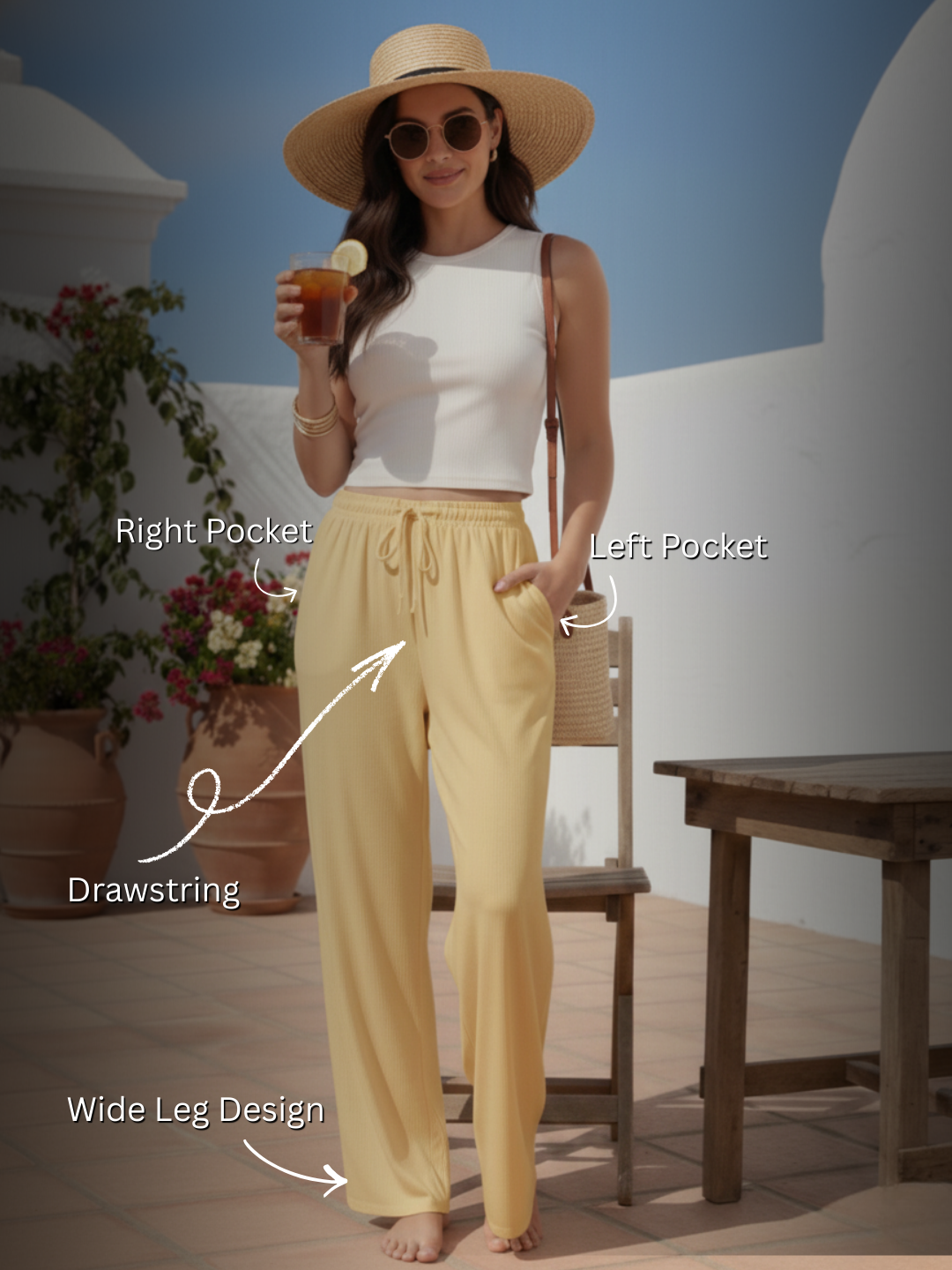 Women Wide Leg Palazzo Rayon Pants