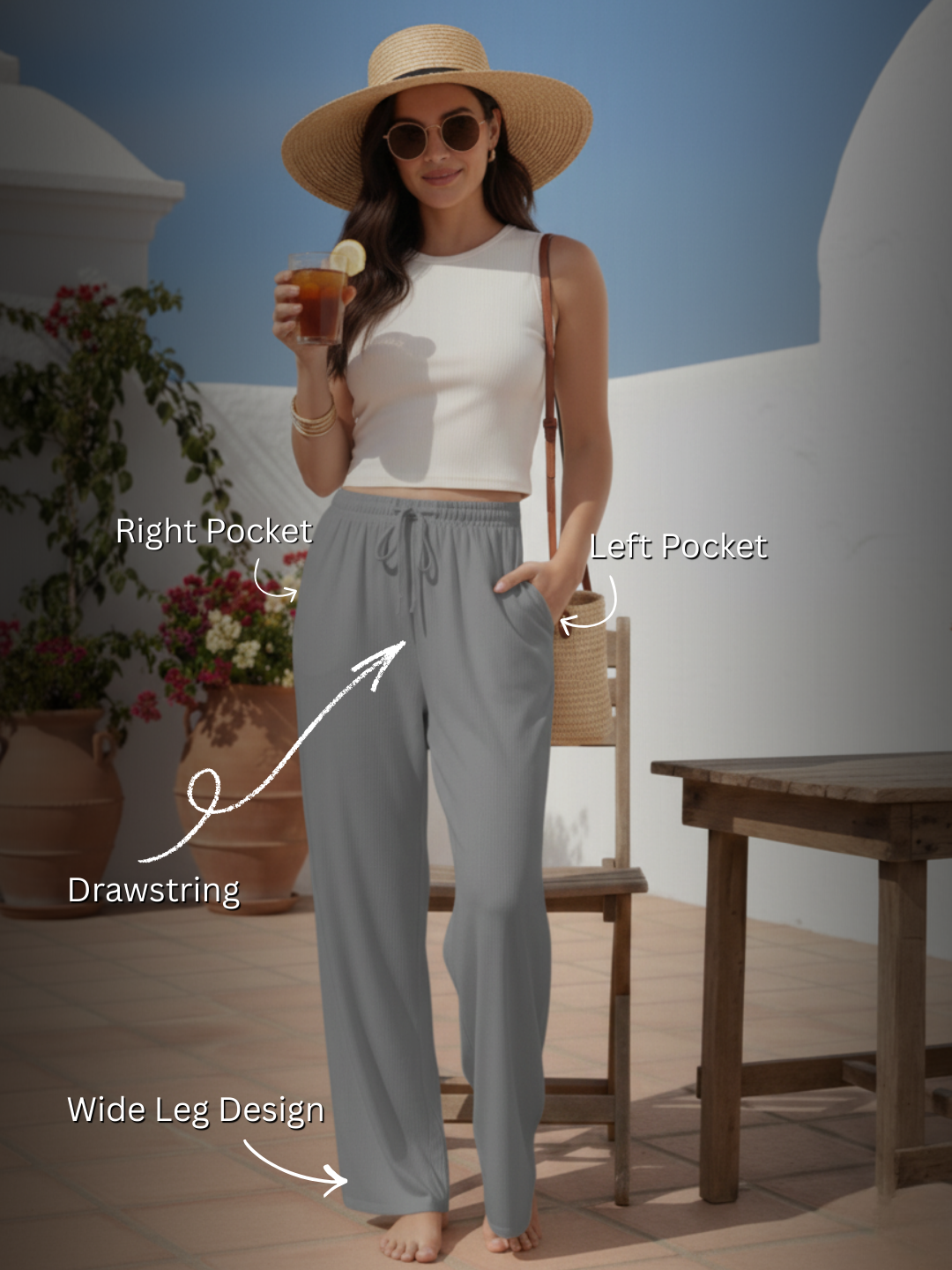 Women Wide Leg Palazzo Rayon Pants