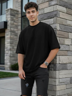 V33 Men's Oversized Half Sleeve Round Neck Plain T-Shirt