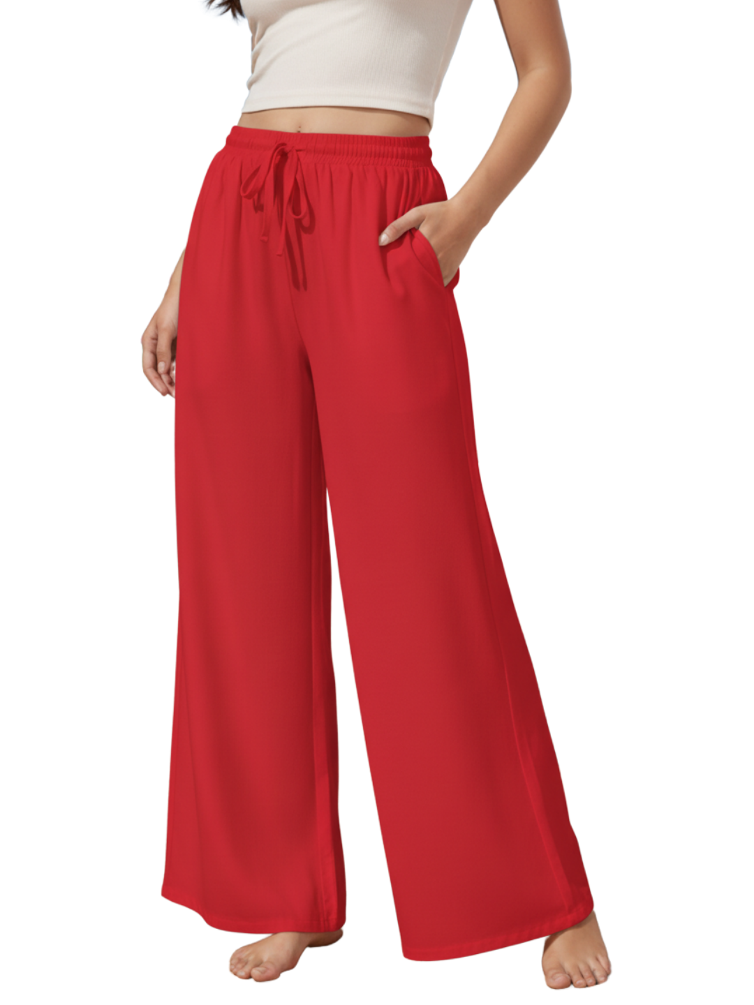 Women Wide Leg Palazzo Rayon Pants