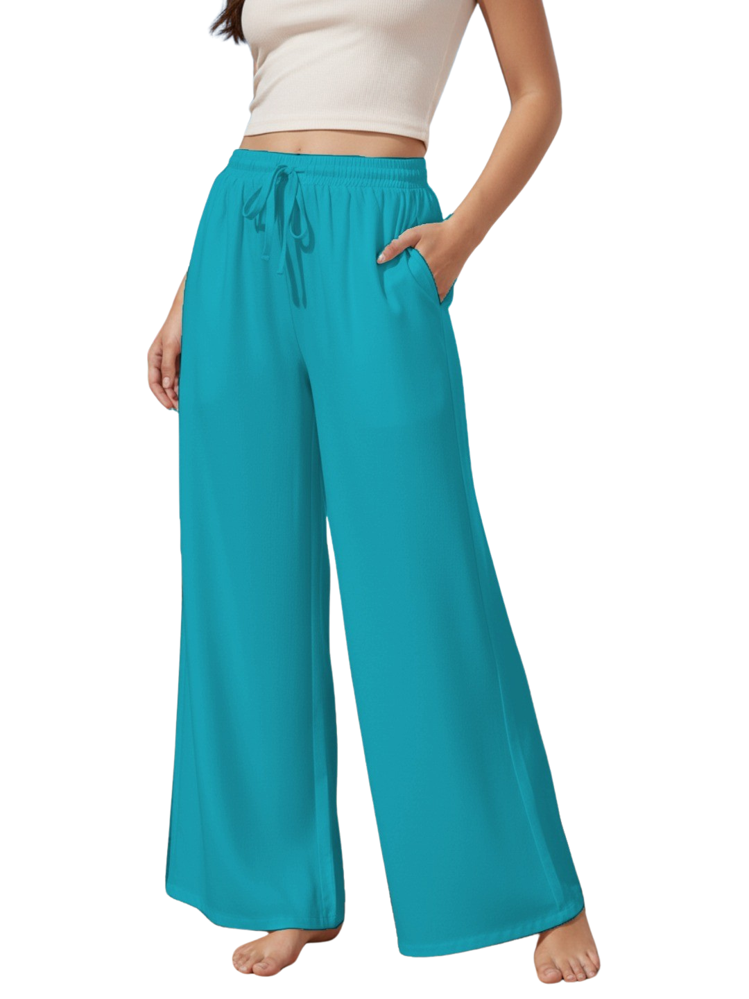 Women Wide Leg Palazzo Rayon Pants