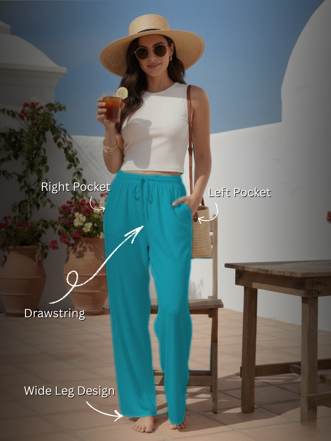 Women Wide Leg Palazzo Rayon Pants