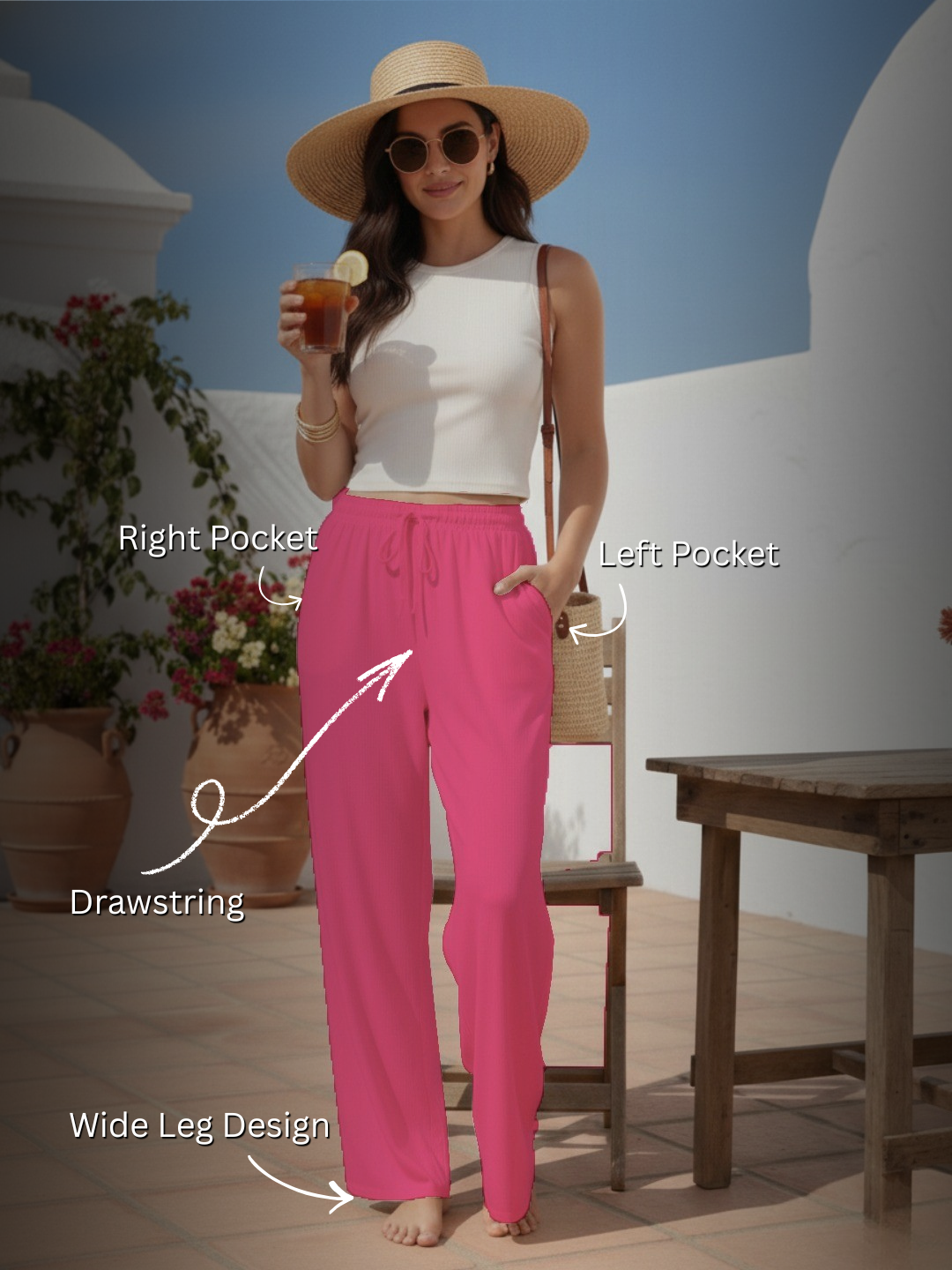 Women Wide Leg Palazzo Rayon Pants