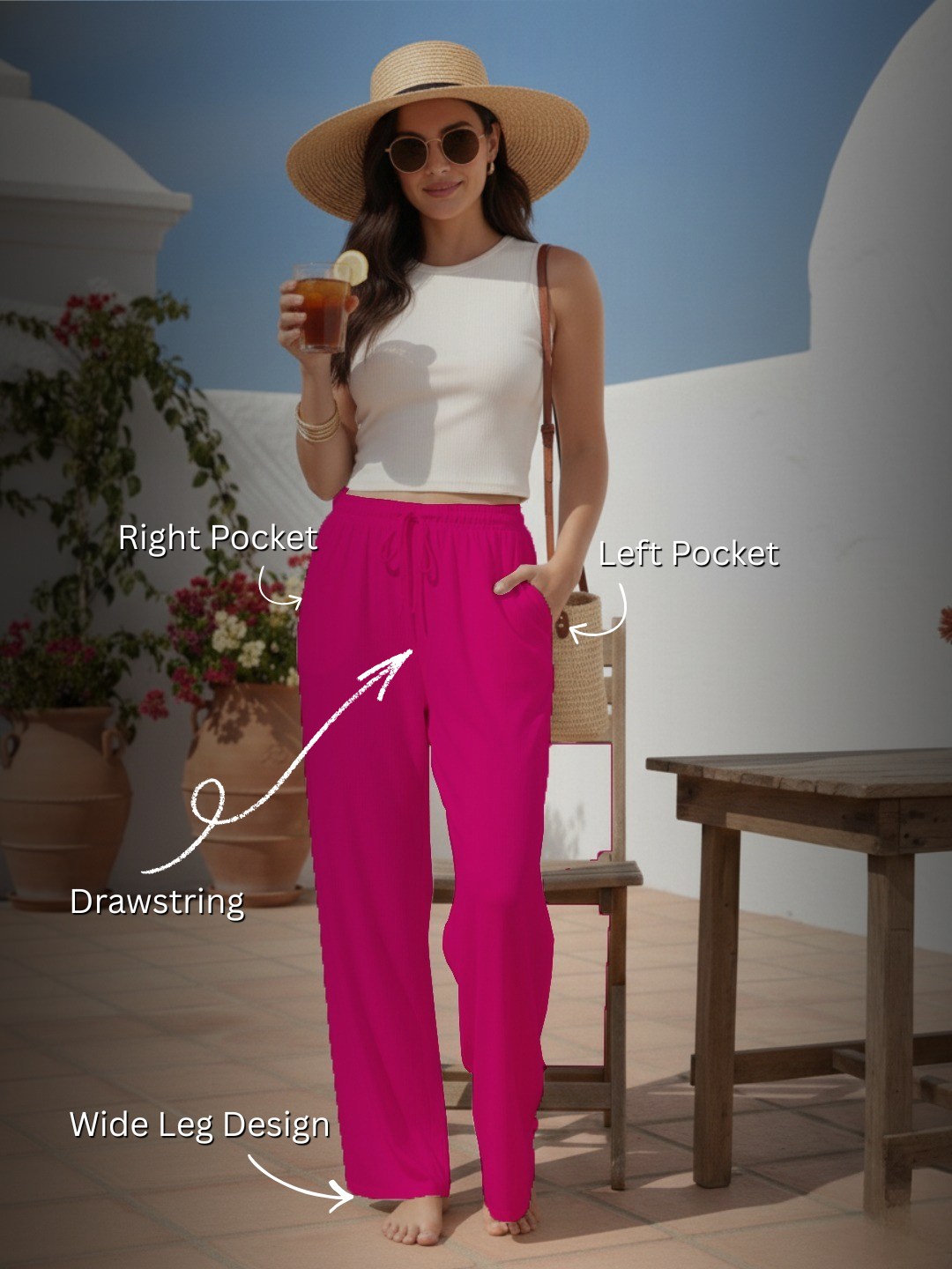 Women Wide Leg Palazzo Rayon Pants